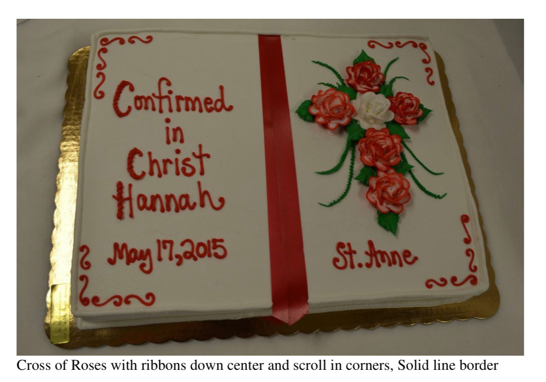 Cross of Roses Cake with Ribbons and solid line border