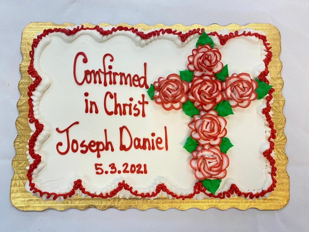 Cross of Roses with Traditional Border Cake