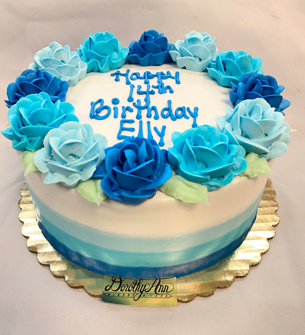 Blue Rose Wreath Cake with Smear Side Design 8" Round Cake