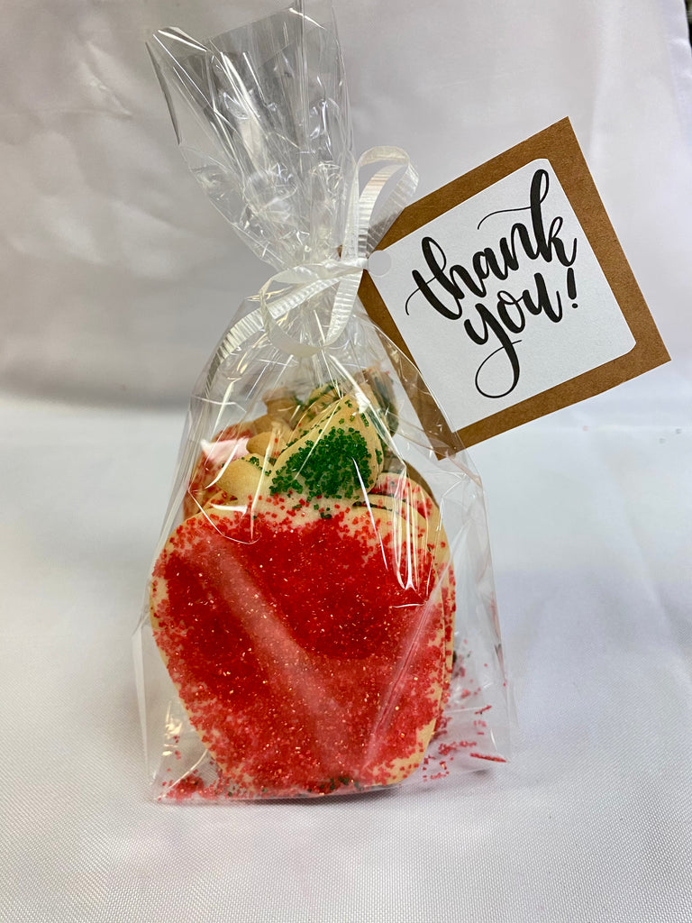 "Thank You" Sugared Apple Cookie 6 Pack with Gift Tag