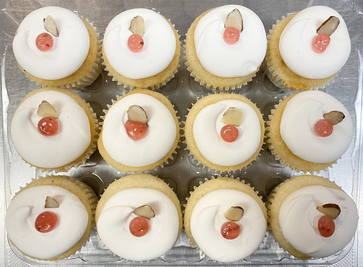 Mini Almond Raspberry Cupcakes Dozen
