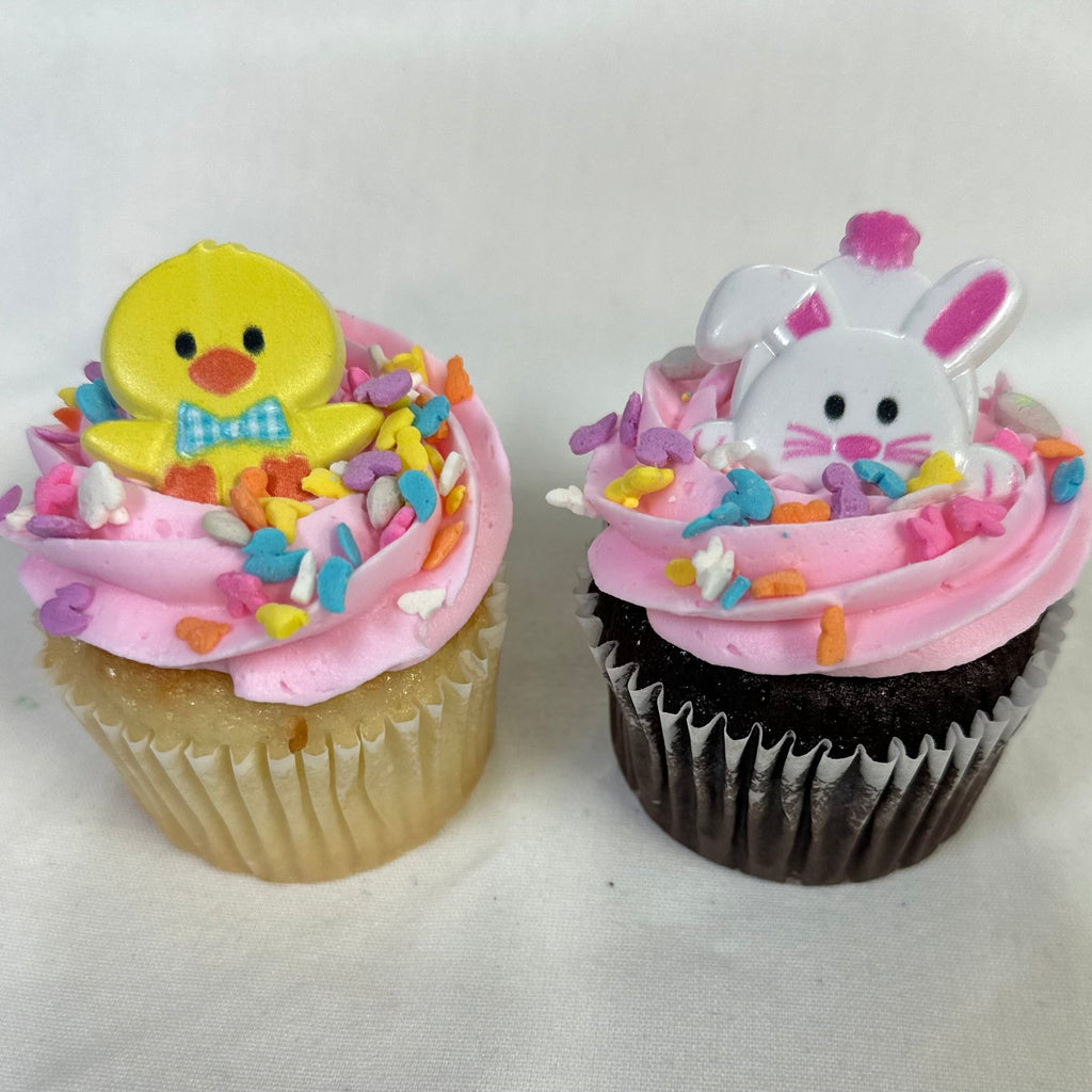 Pink Easter Cheer Pick Cupcakes