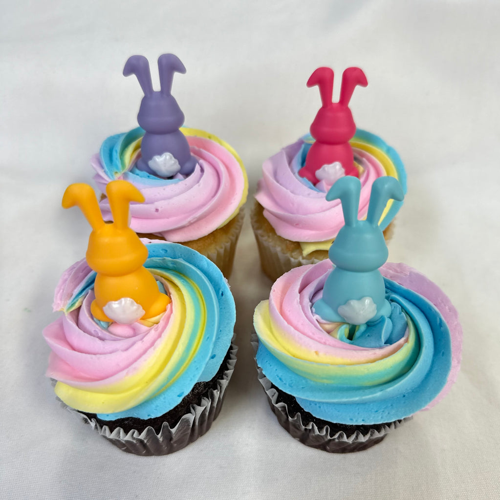 Rainbow Swirl Bunny Pick Cupcakes
