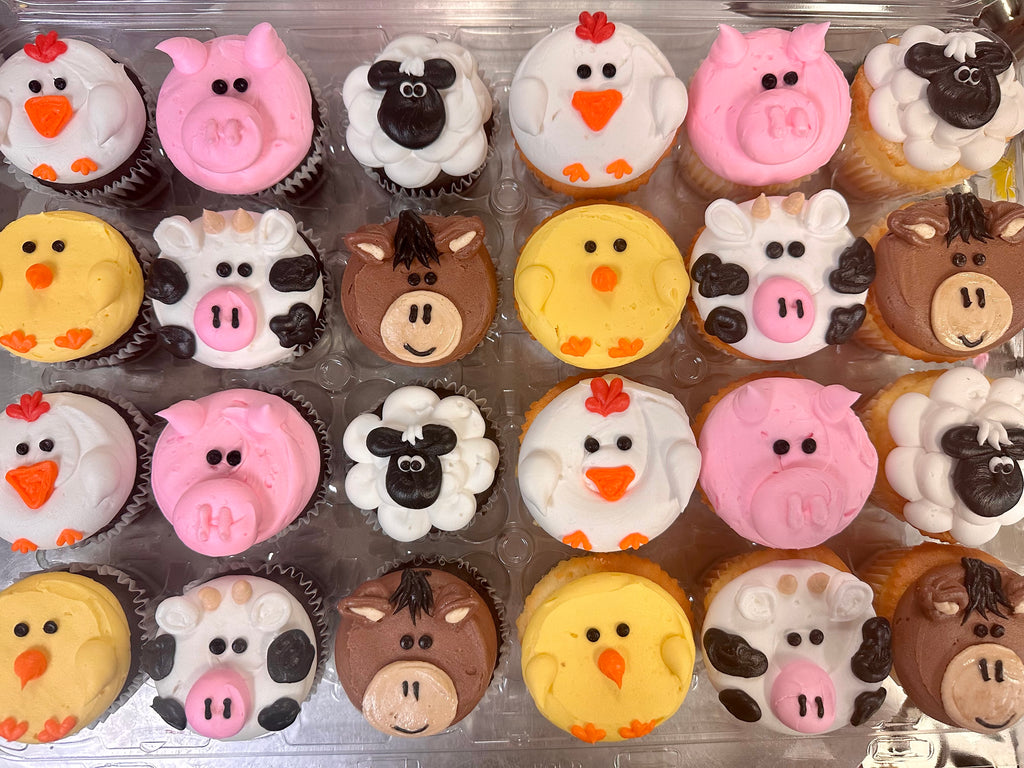 Farm Animal Face Cupcakes