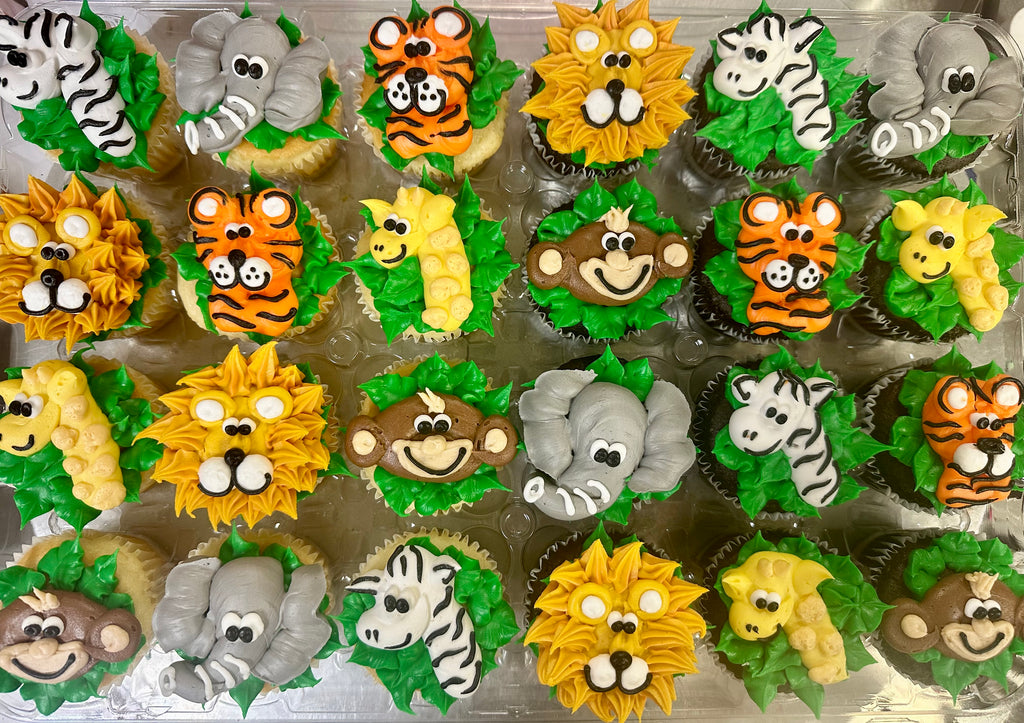 Jungle Animal Face Cupcakes