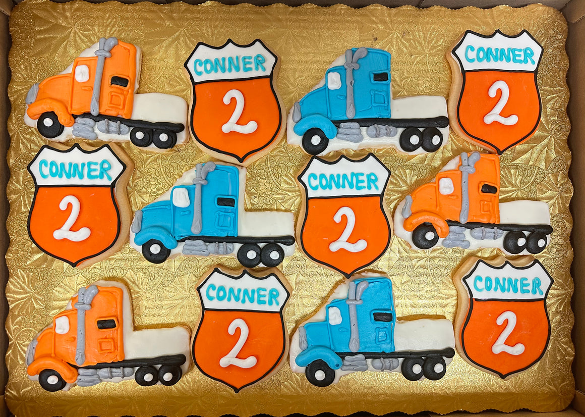Dozen Decorated Cookie Badge & Semi-Truck