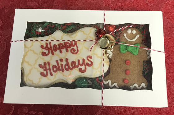 Gingerbread Man says "Happy Holidays" Gift Cookie box