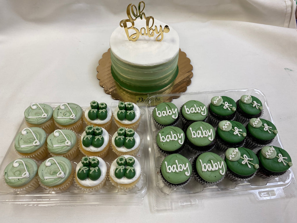 Baby Shower Combo "Sage Green- Oh Baby" Theme 6" cake & cupcakes