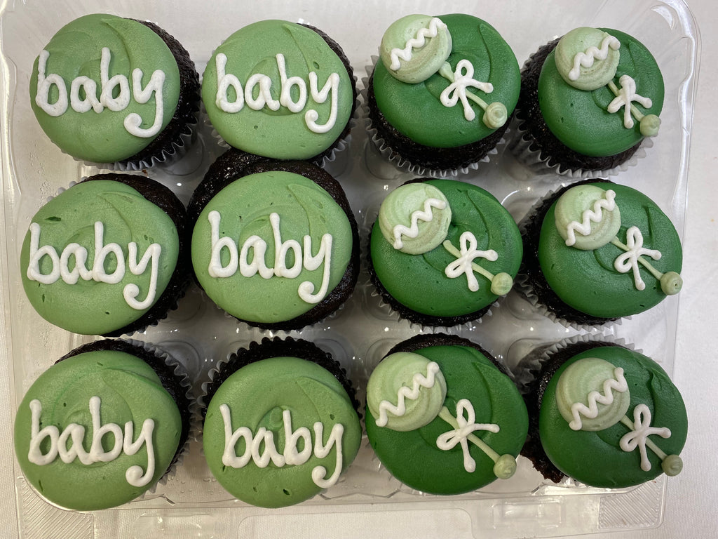 Mini "Sage, Oh Baby" Theme Dozen Cupcakes