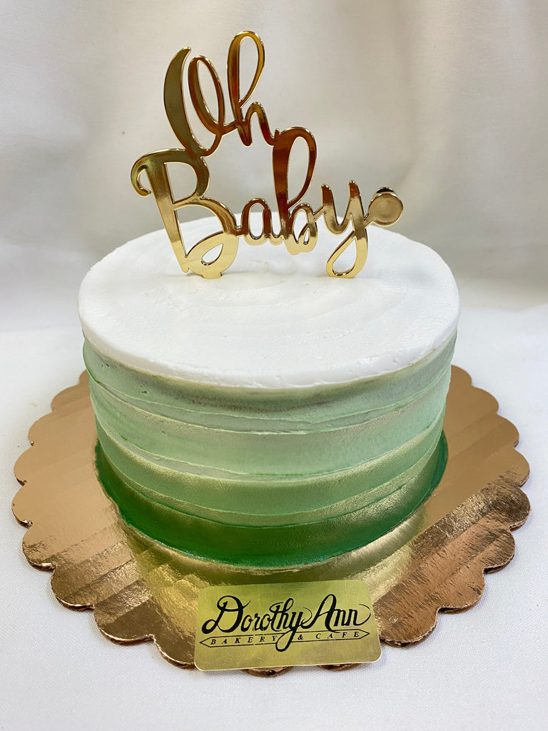 6" Sage Green "Oh Baby" Theme Cake