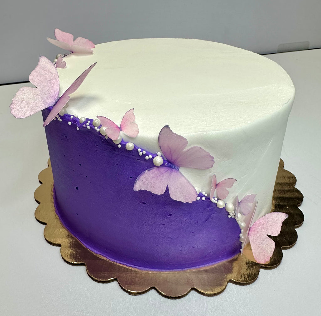 Edible Butterfly Pearl Wave 6" Cake