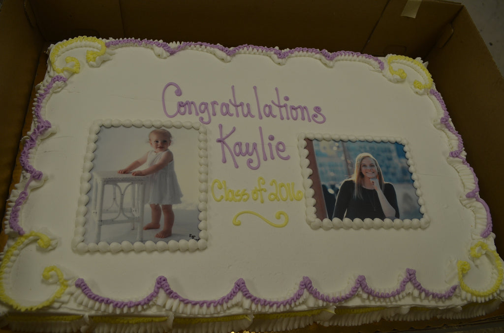 "Then and Now" Edible Image Graduation Cake (1/2 sheet serves 36-48)
