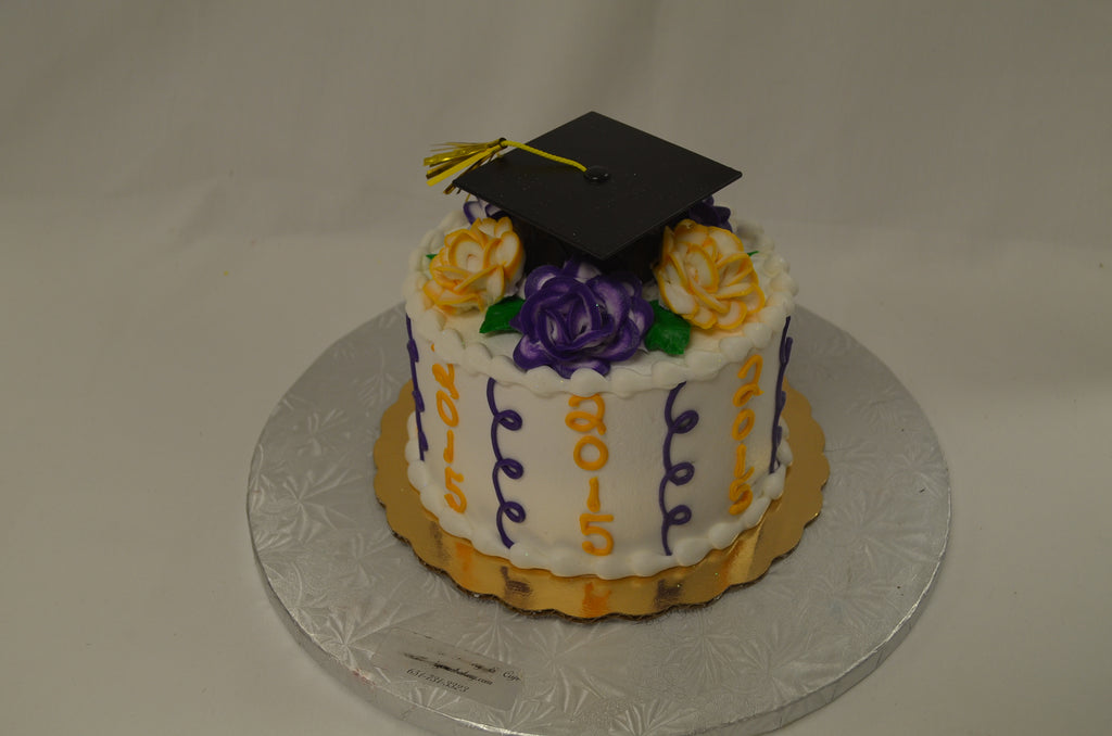 Tipped Rose Floral Graduation Cake - Dorothy Ann Bakery & Cafe