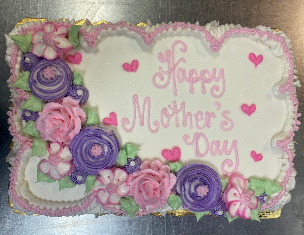 Mother's Day Floral Buttercream Cascade Cake Design 1/4 Sheet