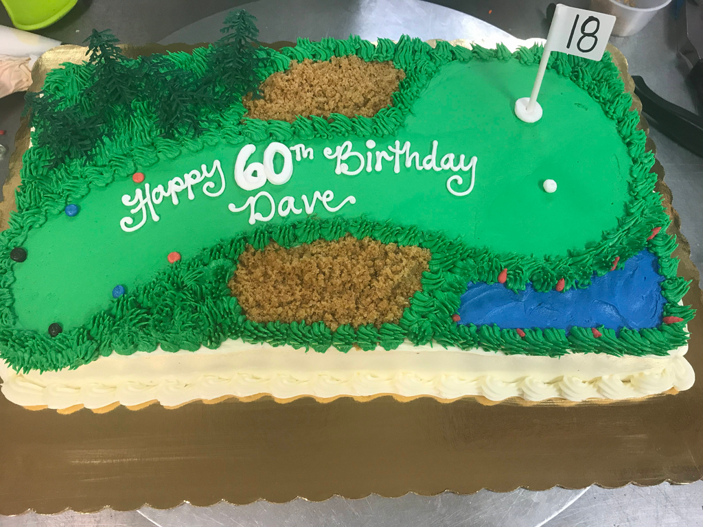Men' Golf Cake With Golf Silhouette And Number Flag