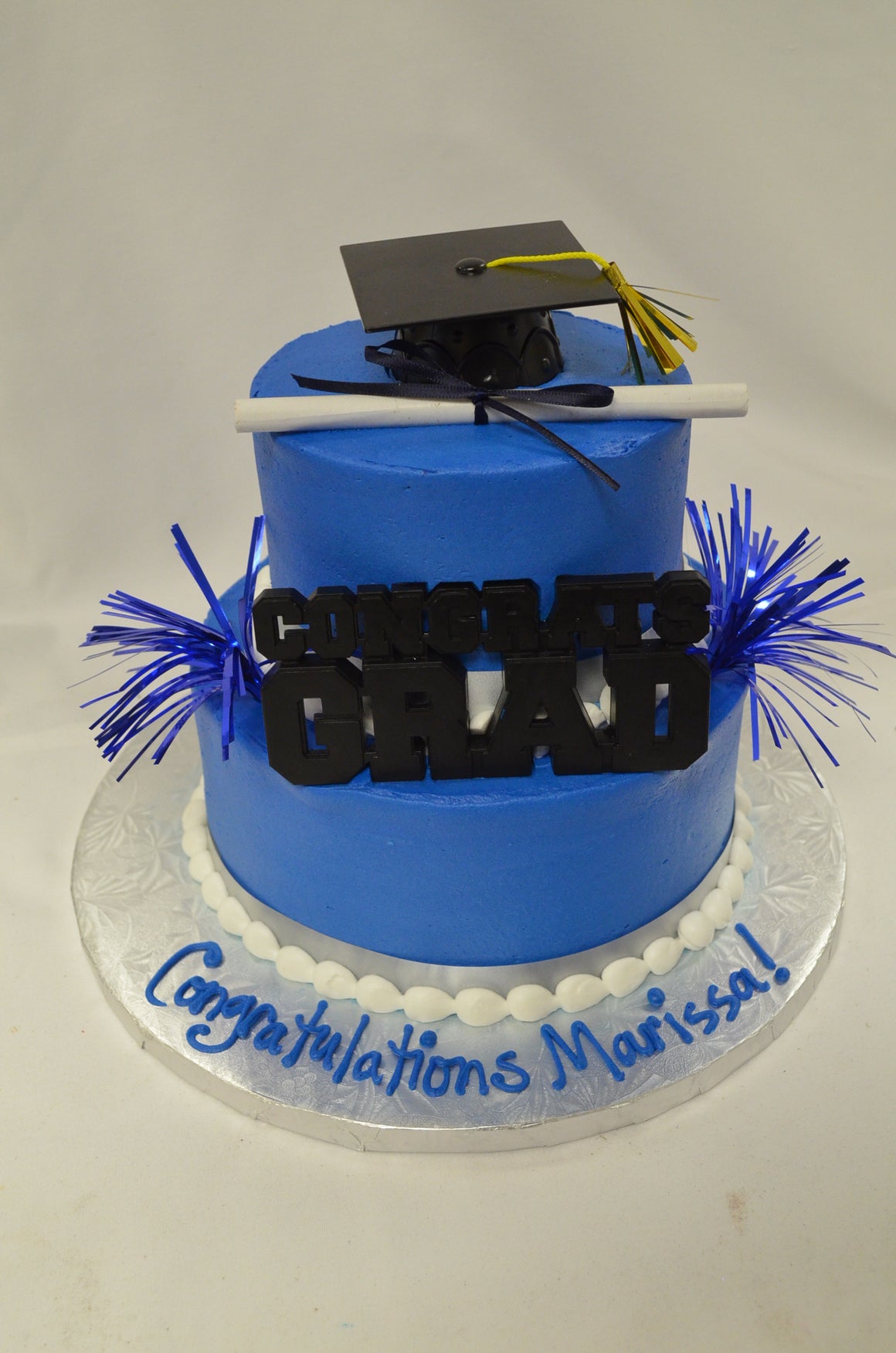 Congrats Grad Tiered Cake Simple 7-4" (Serves 10-12) (Require 7-10 days notice)