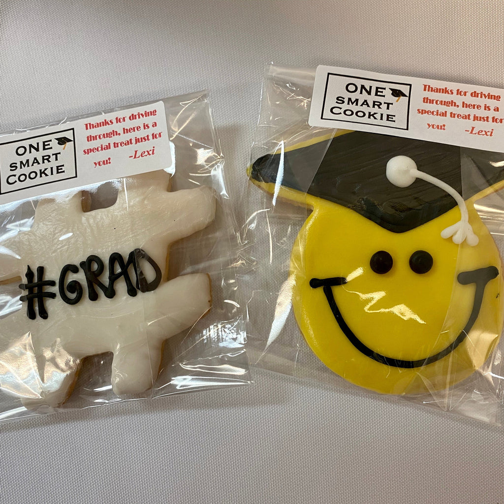 Graduation Party Happy Grad & Hashtag Packaged Cookies (Quantity 6 ...