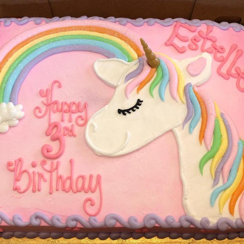 Unicorn and Rainbow Sheet Cake